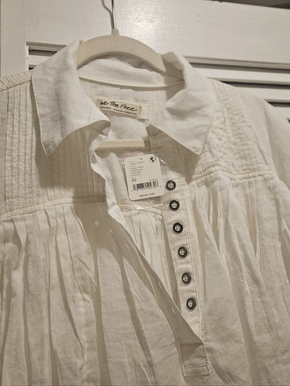 Free People We The Free Sheer Swing Tunic Top Optic White. XS Boho Babydoll NWT